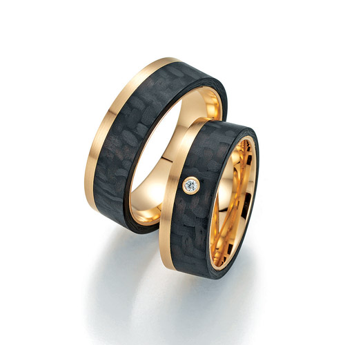 Eheringe „Carbon küsst Gold“ 22-TZ01000-060
