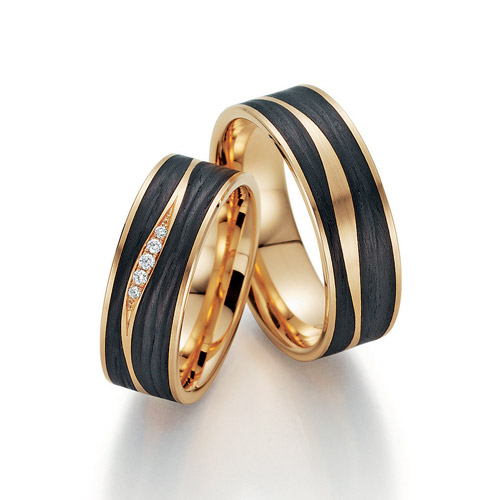 Eheringe „Carbon küsst Gold“ 22-TZ01090-070