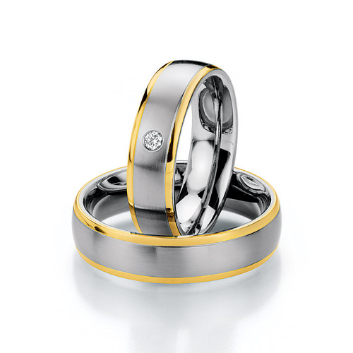 Eheringe „White Style Steel and Gold 585 Brilliant“ 88-TZ01300-060
