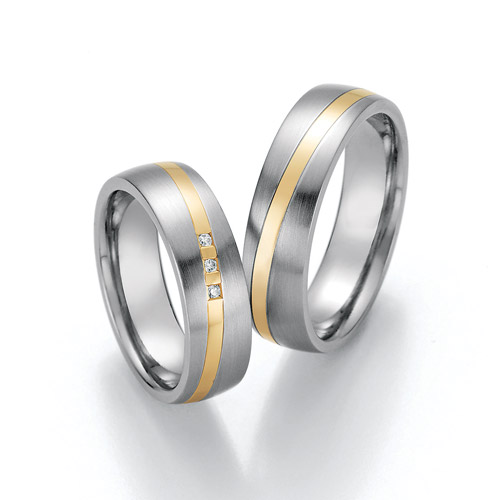Eheringe „White Style Steel and Gold 585 Brilliant“ 88-TZ01870-060