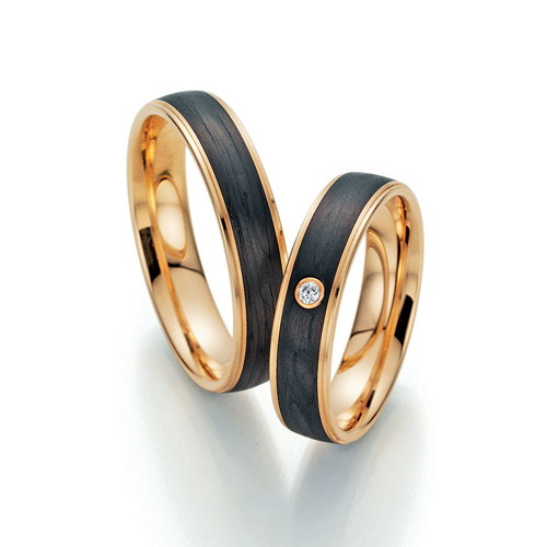Eheringe „Carbon küsst Gold“ 23-TZ01160-050