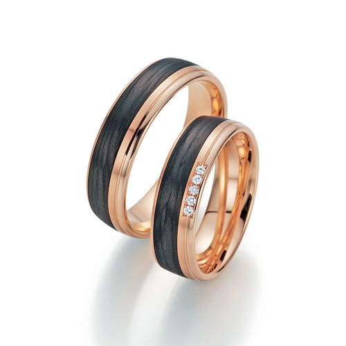 Eheringe „Carbon küsst Gold“ 23-TZ01180-060